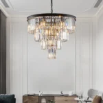 24" Contemporary Crystal Modern Chandeliers Crystal Ceiling Chandelier 4 Tier Black Chandelier Lighting (Bulbs Not Included)