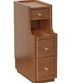 Narrow Solid Walnut Wood Nightstand with 3 Drawers – base detail