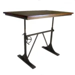 HMS Brown and Black Adjustable Height Writing Desk Solid Wood and Iron Computer Desk – close-up detail