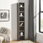 8-Tier Modern Design Tall Narrow Bookcase for Home Office Double-Decker Multi-functional Display Bookshelf – close-up detail