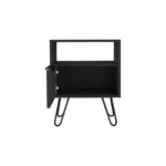 Modern single drawer nightstand with hairpin legs in black wengue finish