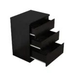 Black nightstand with drawers - minimalist handle-free design with three drawers for bedroom storage - Goldoma