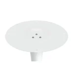 White metal round dining table with glossy finish and pedestal base - Goldoma 32 inch compact dining table for two