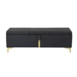 Goldoma velvet storage ottoman bench with metal legs in black - modern storage ottoman for living room