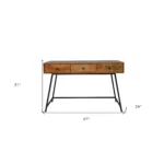 HMS 47" Solid Wood Writing Desk in Natural and Black with Three Drawers-for Office Use – base detail