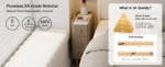 Beige leather narrow nightstand with drawers and stone top, perfect as a small bedside table