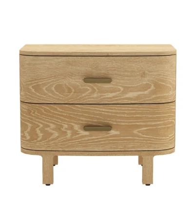 Natural oak nightstand with two drawers for under bed storage - Scandinavian style bedside table
