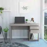 HMS Traditional Style Light Gray 47" Computer Desk Melamine Wood with Two Drawers MDF Office Furniture for Office Bedroom