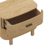 Natural oak nightstand with two drawers for under bed storage - Scandinavian style bedside table