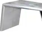 HMS 60" Silver Aluminum Writing Desk with Adjustable Height Durable Metal and Wooden Surface for Hotel or Living Room Use