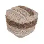 Goldoma 18" Beige Striped Rattan Pouf Ottoman Square Foot Stool – close-up detail