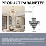 US Stock Free Shipping Modern 15-Light Gold Adjustable Hanging K9 Crystal Pendant Chandelier for Entryway Living and Dining