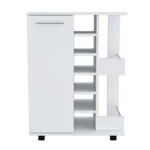 HMS White Rolling Bar Cart with Wine Storage Elegant Bar Sets - Image 2