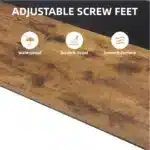 FCJ Large Office Gaming Desk 59.8-70.9 Inch Rustic Black Wooden Desk Modern Simple Style Legroom Metal Frame for Home Office