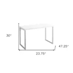 HMS 24" Foldable Portable Storage Computer Desk Simple Design Gaming Desk for Bedroom Office Desk with White Silver Color