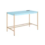 HMS 42" Baby Blue and Gold Writing Desk Elegant Computer Desk with Stylish Color Scheme – side view