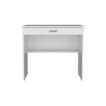 HMS 32" White Wood Computer Desk Modern Simple Design with Shelf and Drawer Adjustable Office Desk Metal and Wooden Material