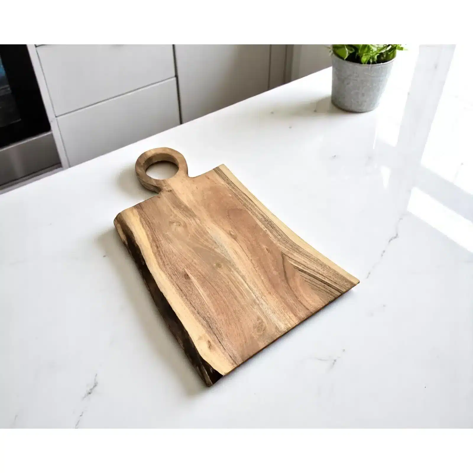 22" HMS Brown Live Edge Solid Wood Cutting Board