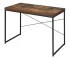 FCJ Solid Wood Writing Desk Weathered Oak and Black with Metal Sled Base Foldable Computer Table for Home Office