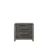 Jehoram gray 3-drawer nightstand with minimalist design and lacquer finish