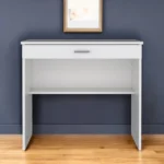 HMS 32" White Wood Computer Desk Modern Simple Design with Shelf and Drawer Adjustable Office Desk Metal and Wooden Material