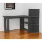 HMS 47" Gray L-Shaped Computer Desk Portable Gaming Office Desk with Shelf Drawer Foldable Feature Made From Wood for Hotels