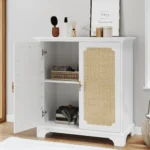 Modern Sideboard Buffet Cabinet with Rattan Decorated Doors Eco-Friendly  Kitchen & Dining Storage - Image 4