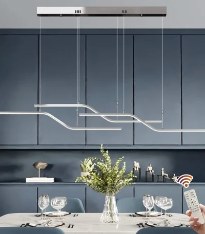Modern LED Pendant Chandelier, Dimmable 3-Light Cluster Hanging Lamp with Chrome Finish for Dining Room, Living Room, Kitchen