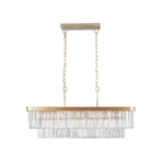 US Stock Free Shipping Crystal 11-Light Golden Modern Chandelier Rectangle Contemporary Pendant Light Fixture for Living