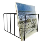 E8BA Metal LP Record Rack Exhibit Stand Book Magzine Holder Record Collection Storage Shelf Stand Office Desk Organizer
