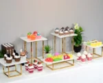 10 -18PCS Gold Shiny Metal Cake Snack Stand With Acrylic Plate Buffet Banquet Decor Wedding Floral Dessert Table Display Holder - Image 15