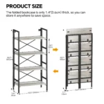 Folding Bookshelf,4 Tier Bookcase Foldable Shelf with X-Bracket Design, Adjustable Feet, Space Saving Storage – in a cozy