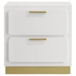 Sophia White 2-Drawer Nightstand with Gold Accents – styled in a modern Nightstands setting