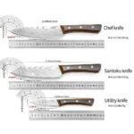 IOKO 3 PCS Stainless Steel Chef Kitchen Knife Set Santoku Sushi Japanese Style Butcher Cleaver Chef Utility Kitchen Knife