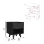 Crail Nightstand with 1 Drawer and Open Shelf – Minimalist Bedroom Storage – close-up detail