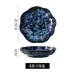 Ceramic Dinner Plates and Bowls, Blue Dishes, Creative Japanese Retro Kiln Changed Tableware Set, Dinnerware – styled in a