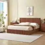 Goldoma King Size Cloud Bed Frame with Oversized Padded Movable Headboard, Chenille Upholstered Bed with Round Corners – top