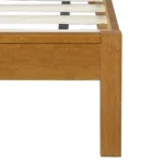 Goldoma Teak Wood Platform Bed Frame - King Size with Headboard, Modern Soft Upholstered Eco-Friendly Convertible Bed