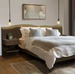 Goldoma queen adjustable bed frame with live-edge headboard and storage drawers in a modern bedroom