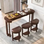 Modern bar table set with 3 PU upholstered stools in a contemporary dining room