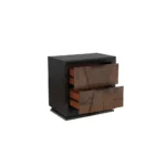 Houston Traditional Style Walnut Nightstand with 2 Drawers - Wooden bed side table with storage drawers in walnut finish