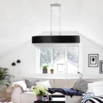 US Stock Free Shipping Modern Black 8-Light Crystal Chandelier Dining Living Room Round Pendant Light Fixtures – side view