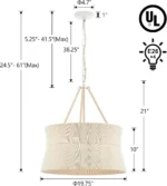 Hand Woven Rattan Chandelier Coastal Boho Pendant Light UL-Listed Over Kitchen Island, Dining & Living Rooms – styled in