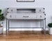 HMS 54" Gray Solid Wood Writing Desk with Five Drawers Portable and Adjustable Computer Table for Office Use