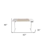 hms Adjustable Natural and White Wood and Stainless Steel Rolling Computer Desk – base detail
