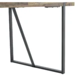 Minimalist rectangular dining table with textured MDF wood top and black metal legs