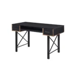 HMS 47" Minimalist Black Computer Desk with Two Drawers and Shelf Wooden PC & Gaming Office Desk Foldable Design – side