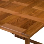 Brown foldable solid wood outdoor dining table on patio