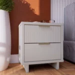 Modern white nightstand with two drawers solid wood bedroom storage