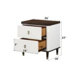 Goldoma Carena White and Brown Nightstand with USB ports – modern two-drawer bedroom storage cabinet